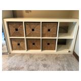 White Cubby Shelving Unit with Woven Baskets