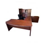 L-shaped Cherry Office Desk with Hutch