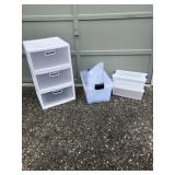 Sterilite White Plastic 3-Drawer Cabinet & Clear Storage Bins Set