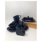 Vintage Cobalt Blue Fiesta Ceramic Tea Service Set
