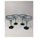 Recycled Glass Cobalt Rim Cocktail Coupe, Set of 4