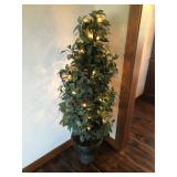 54in Faux Topiary with LED Lights in Pedestal Planter