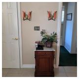 Vintage mahogany stone top half commode