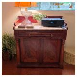 Vintage Empire style stone top mahogany buffet