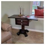 Vintage Empire drop leaf two drawer table