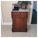 Antique Victorian mahogany stone top half commode