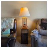 Vintage mirror and accent table with cabinet