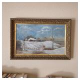 Gorgeous antique oil painting in ornate gold frame