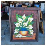 Gorgeous Mexican oil painting in detailed wood frame