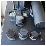 Vintage Nikon camera and lenses
