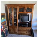 Gorgeous vintage solid oak entertainment center wall unit