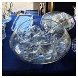 Mid century punch bowl set with glasses and ladle 