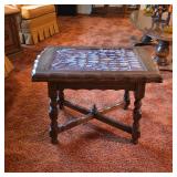 Vintage display table with Native American arrowheads circa early 1900s
