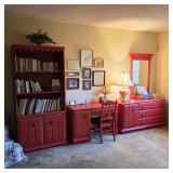 Vintage Stanley Furniture Ole! Collection, including dresser with mirror, bookshelf, desk with chair