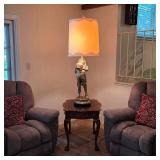 Marbro "Boy with Jug" figural lamp with original shade and retail tag