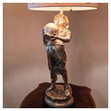 Marbro "Boy with Jug" figural lamp with original shade and retail tag
