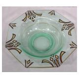 Lot # : 61 - Hand Painted Uranium Bowl