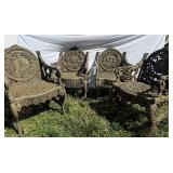 Lot # : 214 - Antique Northampton Style Four Seasons Iron Chairs