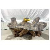 Lot # : 77 - Grape Vine Root Glass Top Coffee Table