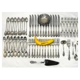 Lot # : 86 - Wallace Sterling Rose Point Pattern Flatware