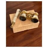 Antique Brass Mother of Pearl Opera Glasses 