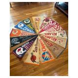 Awesome Collection of Vintage Sports Pennants - Rare San Diego Clippers, Oakland Raiders, Atlanta Fl
