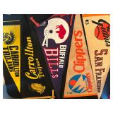 Vintage Pennants - San Diego Clippers, Carrollton HS, SF Giants and Bills