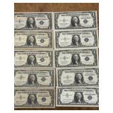 Assorted $1 Silver Certificate Notes - 1928 to 1957 