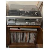 Vintage Sears Stereo Consule w/ Turntable and Massive Amount of Vinyl Records 