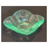 Vintage Sea Green Glass Large Ashtray