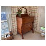 Antique Wooden Dresser with Mirror