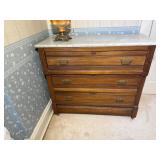 Antique Marble-Top Wooden Dresser