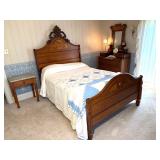 Victorian Carved Walnut Bed
