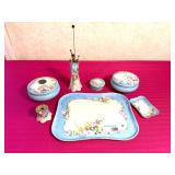 Vintage Hand-Painted Porcelain Vanity Set
