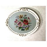Vintage Floral Needlework in Ornate Frame