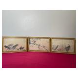 Japanese Bird Print Triptych