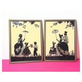Colonial Style Silhouette Art Pair