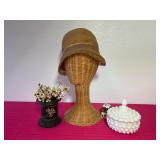 Vintage Brown Cloche Hat with Display