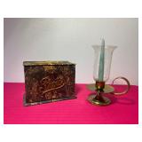 Vintage Photos Tin & Brass Candle