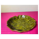 Vintage Green Leaf-Shaped Dish