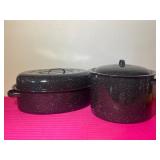 Vintage Enamel Cooking Pots with Lids
