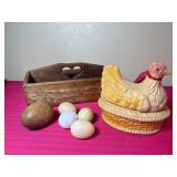 1924 F. N. Burt Co. Paper Mache Hen Box