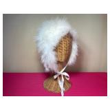 Vintage White Fur Winter Bonnet
