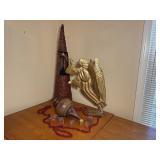 Vintage Christmas Decor with Tree, Angel & large Wood Ornament