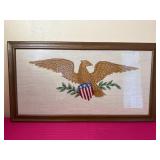 Vintage Eagle Needlepoint Framed Wall Hanging