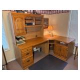 3 Piece Oak L-Shaped Desk with Hutch