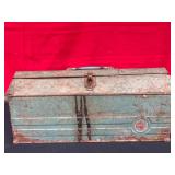 Vintage Metal Tool Box with Tools