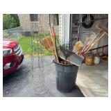 Garden Tools, Tomato Cages, Garbage Container