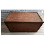 Rattan Panel Wood Frame Blanket Chest