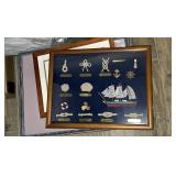 Map Ship Late 20th C Nautical Knot Board Shadow Box